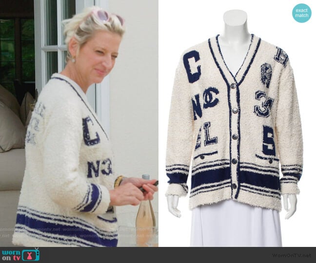Chanel 2019 Logo Cardigan worn by Dorinda Medley on The Real Housewives of New York City