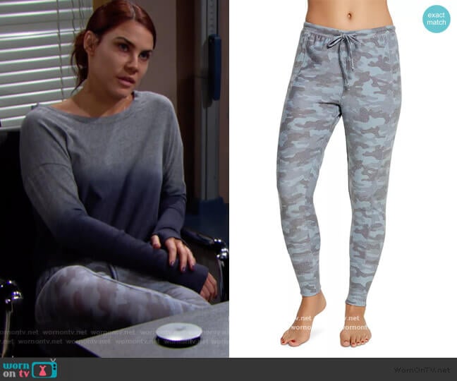 Chaser Ribbed-Panel Camo Sweatpants worn by Sally Spectra (Courtney Hope) on The Bold and the Beautiful