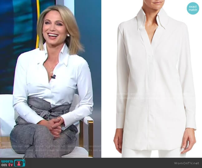Chiara Boni La Petite Robe Atena Longline Blouse worn by Amy Robach on Good Morning America