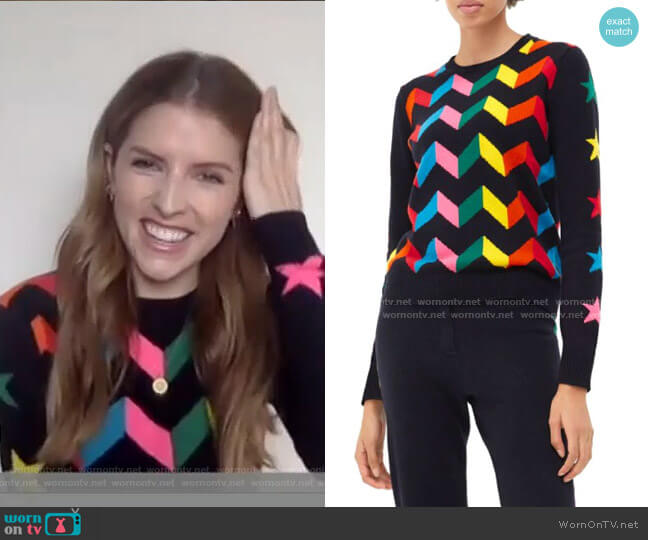 Chinti and Parker Rainbow Chevron Cashmere Sweater