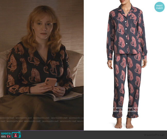 Desmond & Dempsey Tiger-Print Classic Pajama Set worn by Beth Boland (Christina Hendricks) on Good Girls