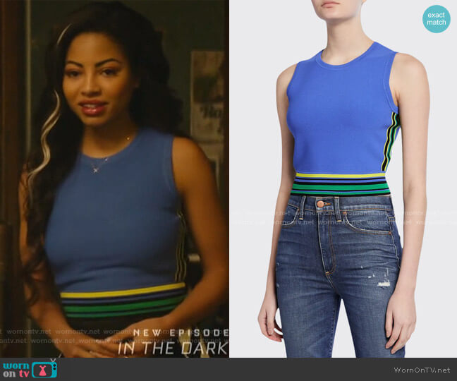 Diane Von Furstenberg Kamari Sleeveless Top with Striped Panels worn by Alexandra Cabot (Camille Hyde) on Katy Keene