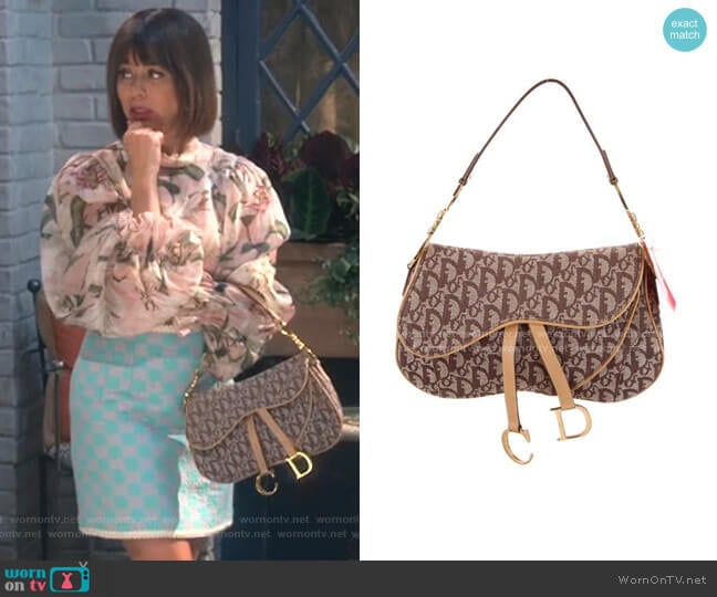 Christian Dior Oblique Double Saddle Bag worn by Elizabeth (Natasha Leggero) on Broke