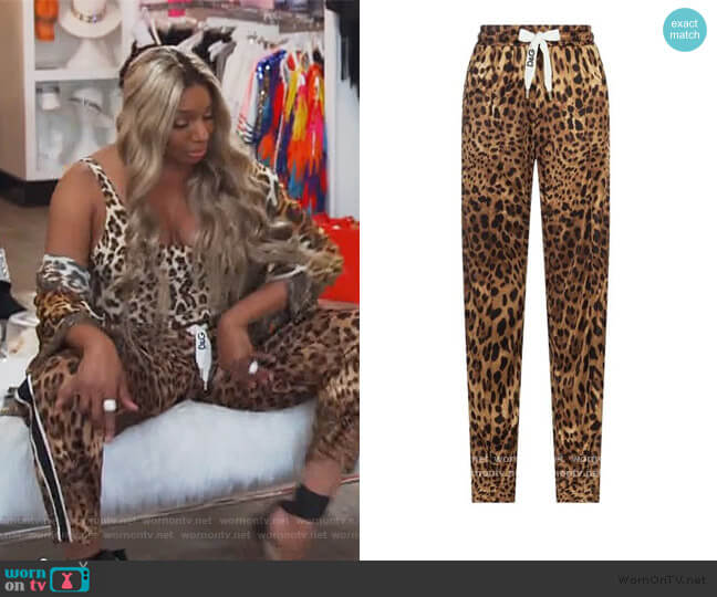 Dolce & Gabbana Leopard Print Sweatpants worn by Nene Leakes on The Real Housewives of Atlanta