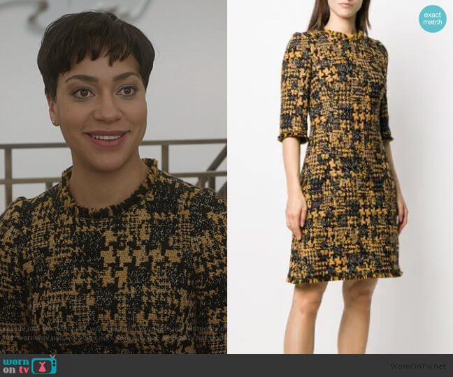 Dolce & Gabbana Half Sleeved Tweed Dress worn by Lucca Quinn (Cush Jumbo) on The Good Fight