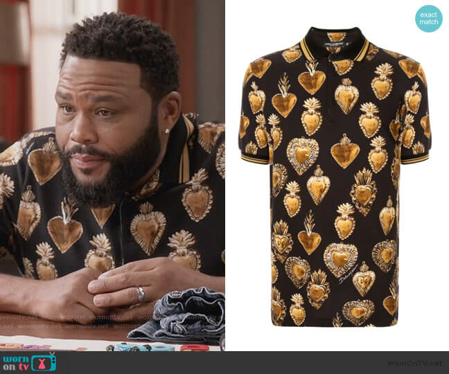 Dolce and Gabbana Sacred Heart Print Polo worn by Andre Johnson (Anthony Anderson) on Black-ish