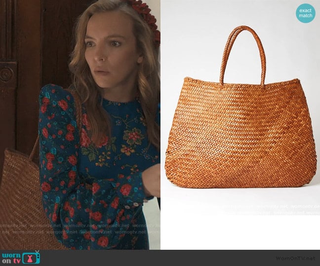 Dragon Sophie Basket Bag Tan Extra Large worn by Villanelle (Jodie Comer) on Killing Eve