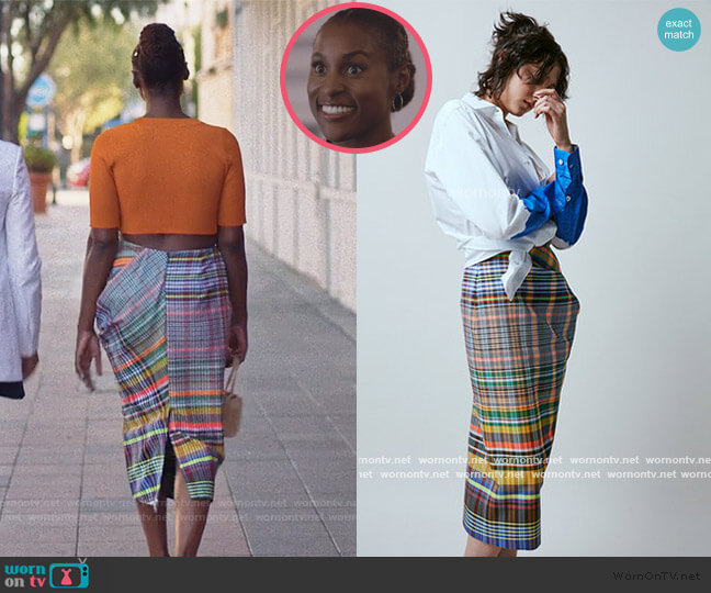 Dries Van Noten Multi Plaid Skirt worn by Issa Dee (Issa Rae) on Insecure