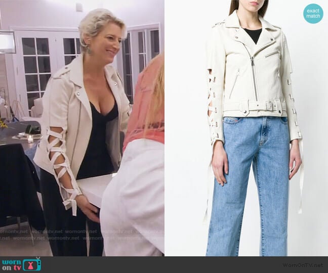 Each X Other lace-up sleeve biker jacket worn by Dorinda Medley on The Real Housewives of New York City