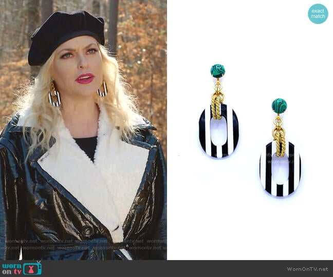 Elizabeth Cole Bennett Earrings worn by Alexis Carrington (Elaine Hendrix) on Dynasty