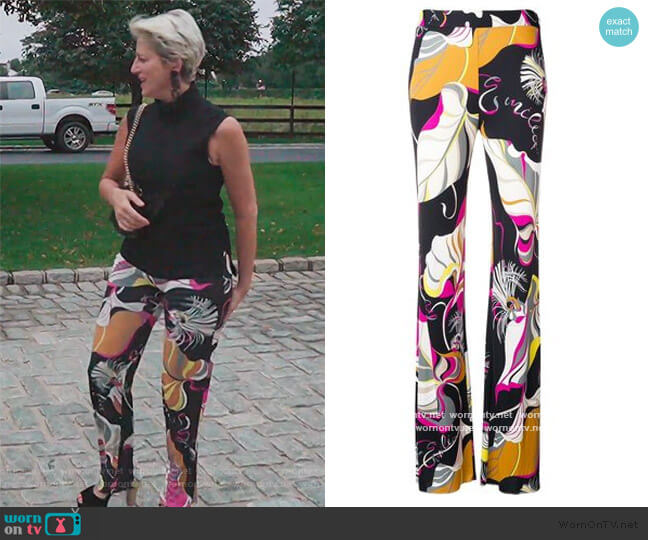 Emilio Pucci Frida Print Flared Trousers worn by Dorinda Medley on The Real Housewives of New York City