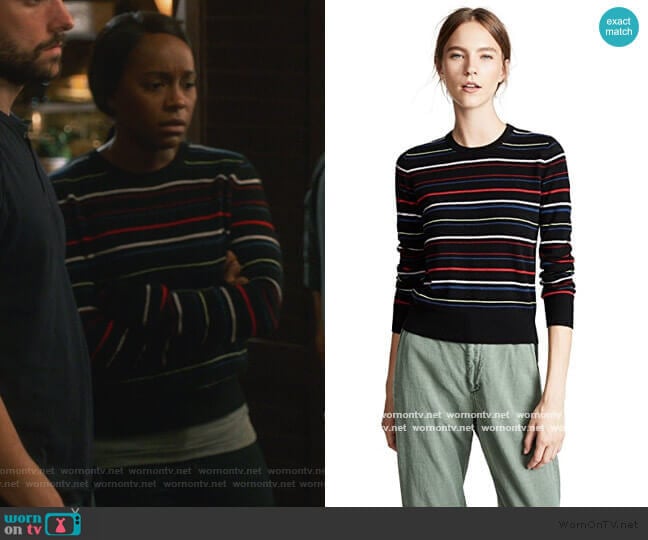 Equipment Shirley Stripe Cashmere Sweater worn by Michaela Pratt (Aja Naomi King) on How to Get Away with Murder