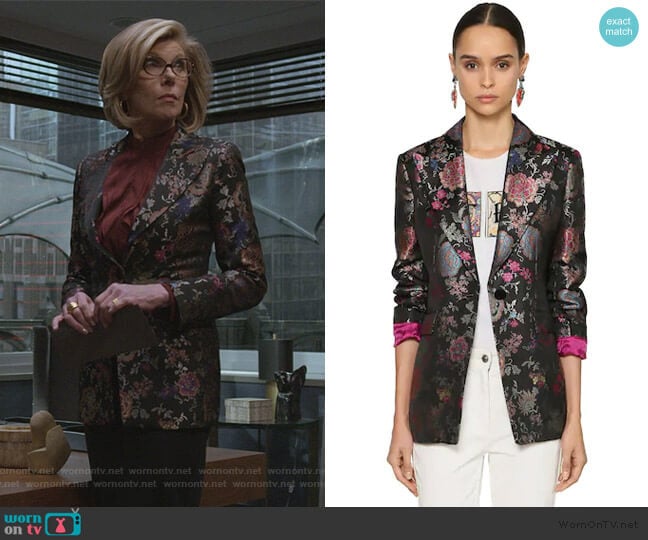 Etro Jacquard Blazer worn by Diane Lockhart (Christine Baranski) on The Good Fight