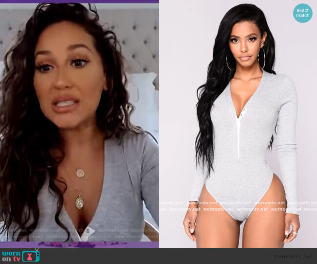 Fashion Nova Matilda Ribbed Bodysuit worn by Adrienne Houghton on The Real