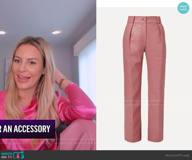 Materiel Faux Leather Straight-Leg Pants worn by Morgan Stewart on E! News