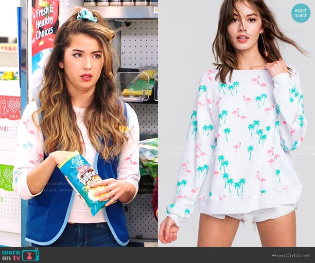 Wildfox Flamingo Sweatshirt worn by Cheyenne (Nichole Bloom) on Superstore