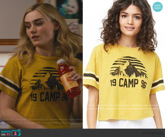 Forever 21 1996 Camp Tee worn by Taylor Otto (Meg Donnelly) on American Housewife