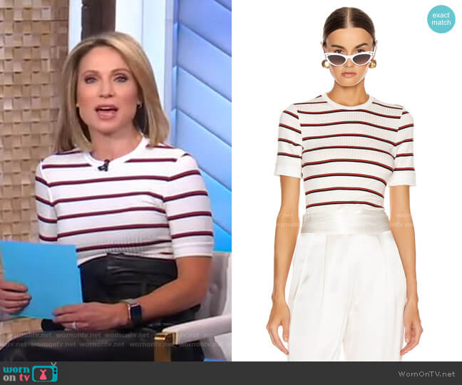 Frame 70-s Variegated Rib Tee worn by Amy Robach on Good Morning America