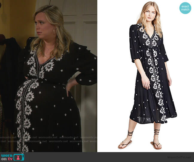 Free People Embroidered Fable Midi Dress worn by Kristin Baxter (Amanda Fuller) on Last Man Standing