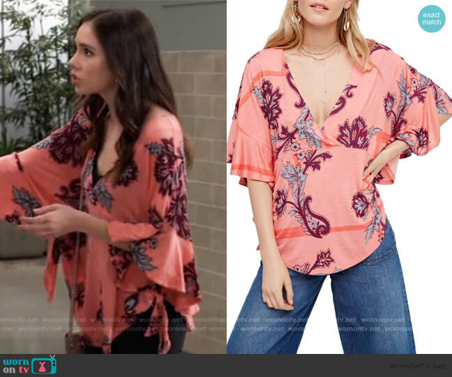 Free People Maui Wowie Palm Print Shirt worn by Molly Lansing-Davis (Haley Pullos) on General Hospital