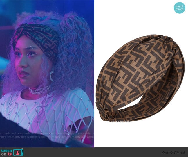 Fendi Brown silk bandeau top worn by Chloe Barris (Genneya Walton) on BlackAF
