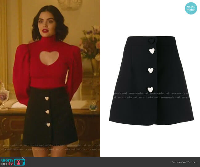 George Keburia Heart Button A-line Skirt worn by Katy Keene (Lucy Hale) on Katy Keene