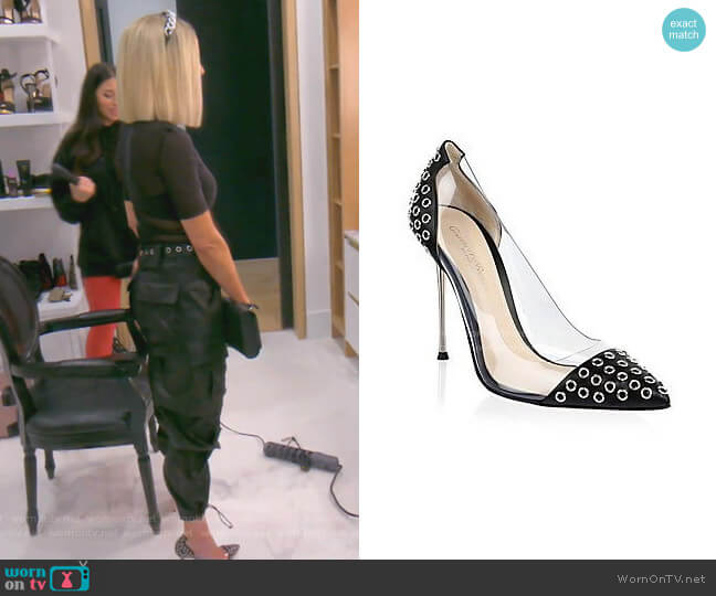 Gianvito Rossi Grommet Plexi Pumps worn by Dorit Kemsley on The Real Housewives of Beverly Hills