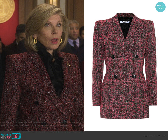 Givenchy Tweed blazer worn by Diane Lockhart (Christine Baranski) on The Good Fight