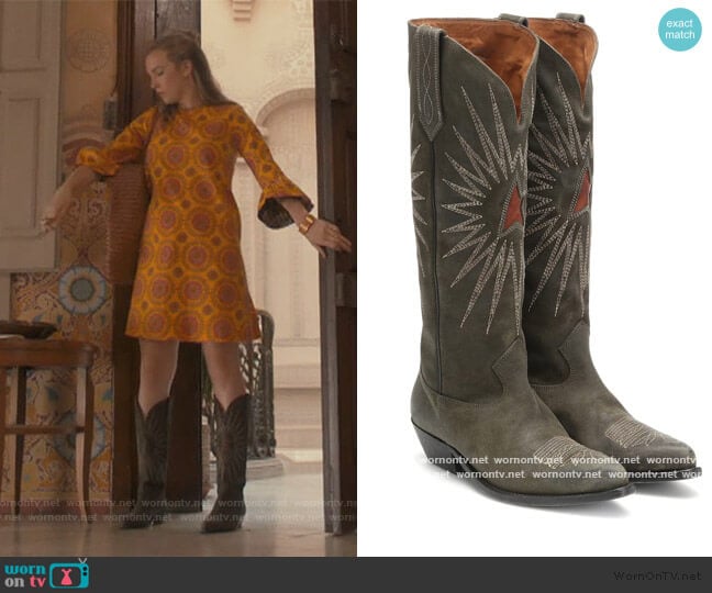 Golden Goose Wish Star suede knee-high boots worn by Villanelle (Jodie Comer) on Killing Eve