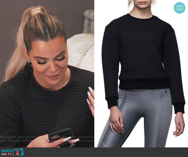 Good American The Quilted Snake Sweatshirt worn by Khloe Kardashian on Keeping Up with the Kardashians