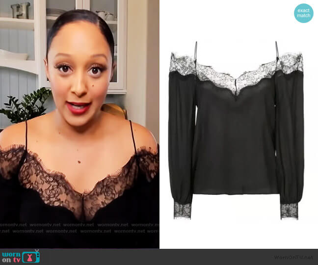 Goodnight Macaroon Charlotte Top worn by Tamera Mowry on The Real