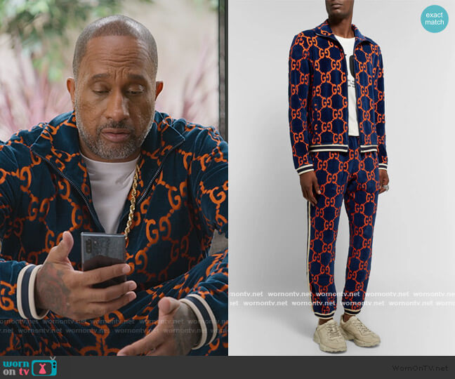 Gucci Cotton Devoré-Velvet Track Jacket worn by Kenya Barris (Kenya Barris) on BlackAF