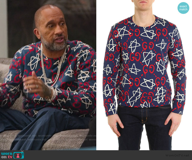 Gucci Ghost Star Sweatshirt worn by Kenya Barris (Kenya Barris) on BlackAF