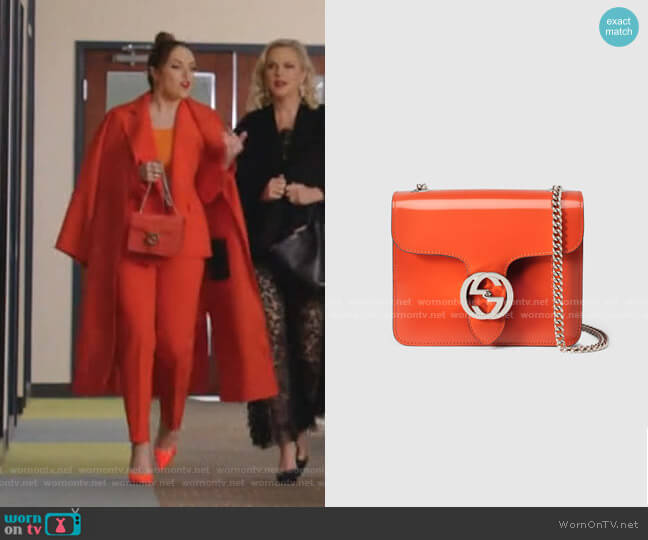 Gucci Interlocking Polished Leather Shoulder Bag worn by Fallon Carrington (Elizabeth Gillies) on Dynasty