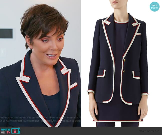 Gucci Peak-Lapel Two-Button Cady-Stretch Blazer worn by Kris Jenner on Keeping Up with the Kardashians
