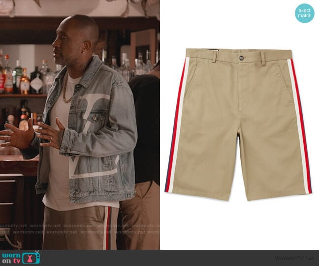 Gucci Webbing-Trimmed Cotton-Twill Bermuda Shorts worn by Kenya Barris (Kenya Barris) on BlackAF