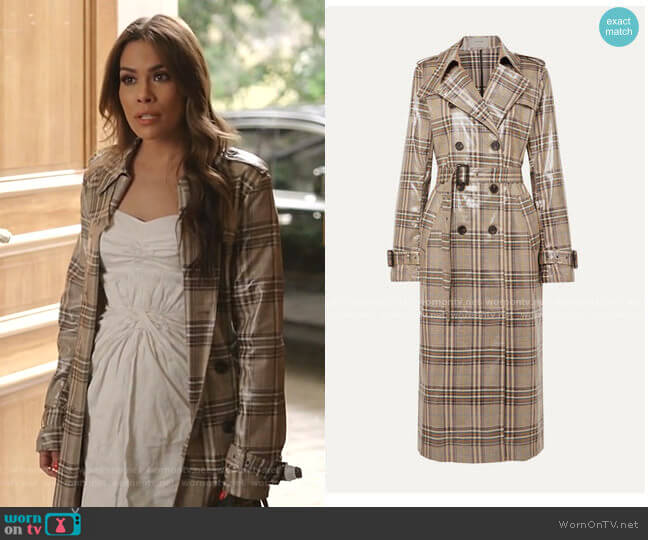 Munthe Handsome Checked Vinyl Trench Coat worn by Cristal Jennings (Daniella Alonso) on Dynasty