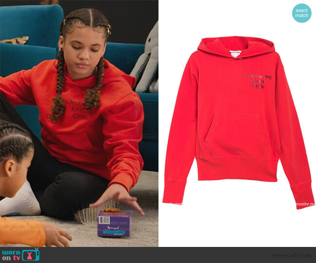 Helmut Lang Logo Hack Hoodie worn by Izzy Barris (Scarlet Spencer) on BlackAF