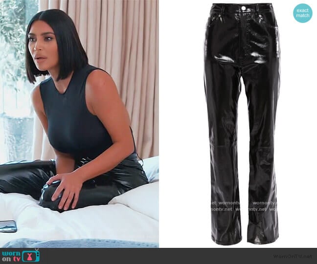 Helmut Lang Patent-leather straight-leg pants worn by Kim Kardashian on Keeping Up with the Kardashians