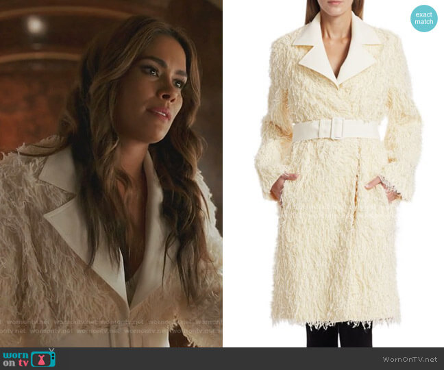 Helmut Lang Wool Fringe Coat worn by Cristal Jennings (Daniella Alonso) on Dynasty