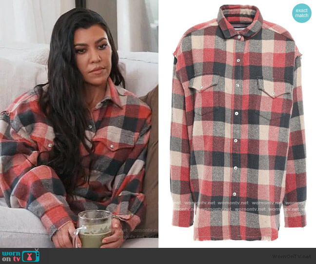 IRO Garance checked cotton-blend flannel shirt worn by Kourtney Kardashian on Keeping Up with the Kardashians