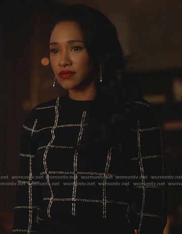 Iris’s black check sweater on The Flash