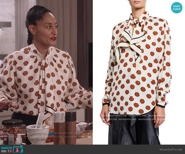 Johanna Ortiz Ancient Anecdotes Top worn by Rainbow Johnson (Tracee Ellis Ross) on Black-ish