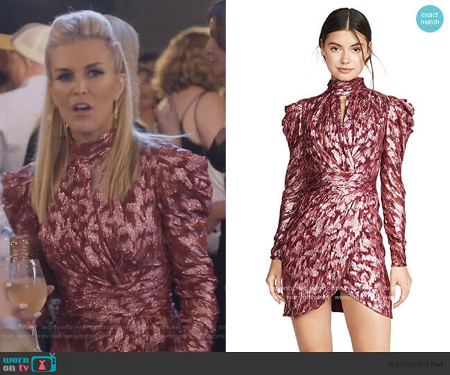 Jonathan Simkhai Metallic Vine Mock Neck Dress worn by Tinsley Mortimer on The Real Housewives of New York City