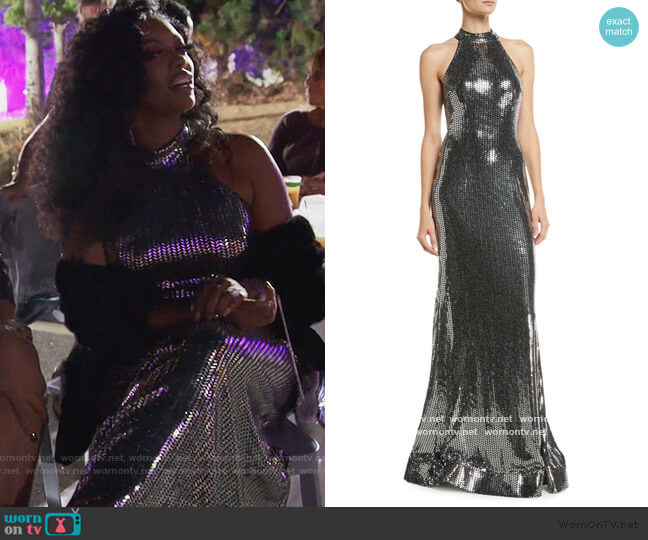 Jovani Allover Sequin Halter Dress worn by Porsha Williams on The Real Housewives of Atlanta