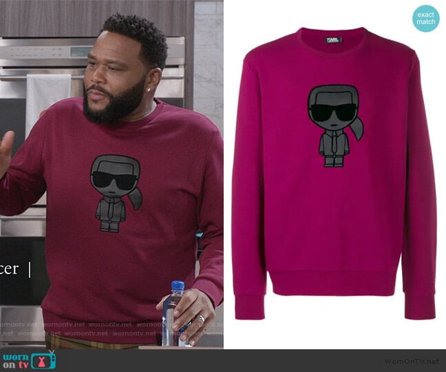 Karl Lagerfeld Ikonik Print Sweatshirt worn by Andre Johnson (Anthony Anderson) on Black-ish