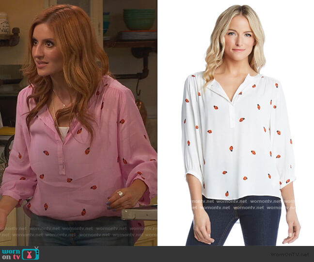 Karen Kane Ladybug Print Top worn by Chelsea Grayson (Anneliese van der Pol) on Ravens Home
