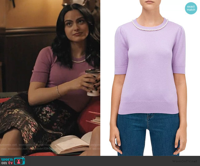 Kate Spade Pearl-Trimmed Sweater worn by Veronica Lodge (Camila Mendes) on Riverdale