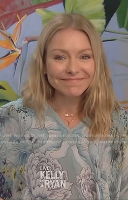 Kelly’s green floral v-neck dress on Live with Kelly and Ryan