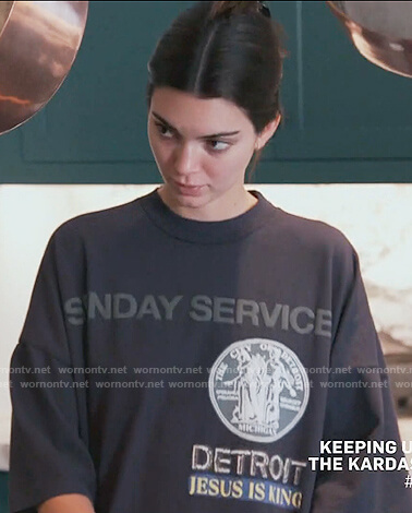 Kendall’s black Sunday Service tee on Keeping Up with the Kardashians